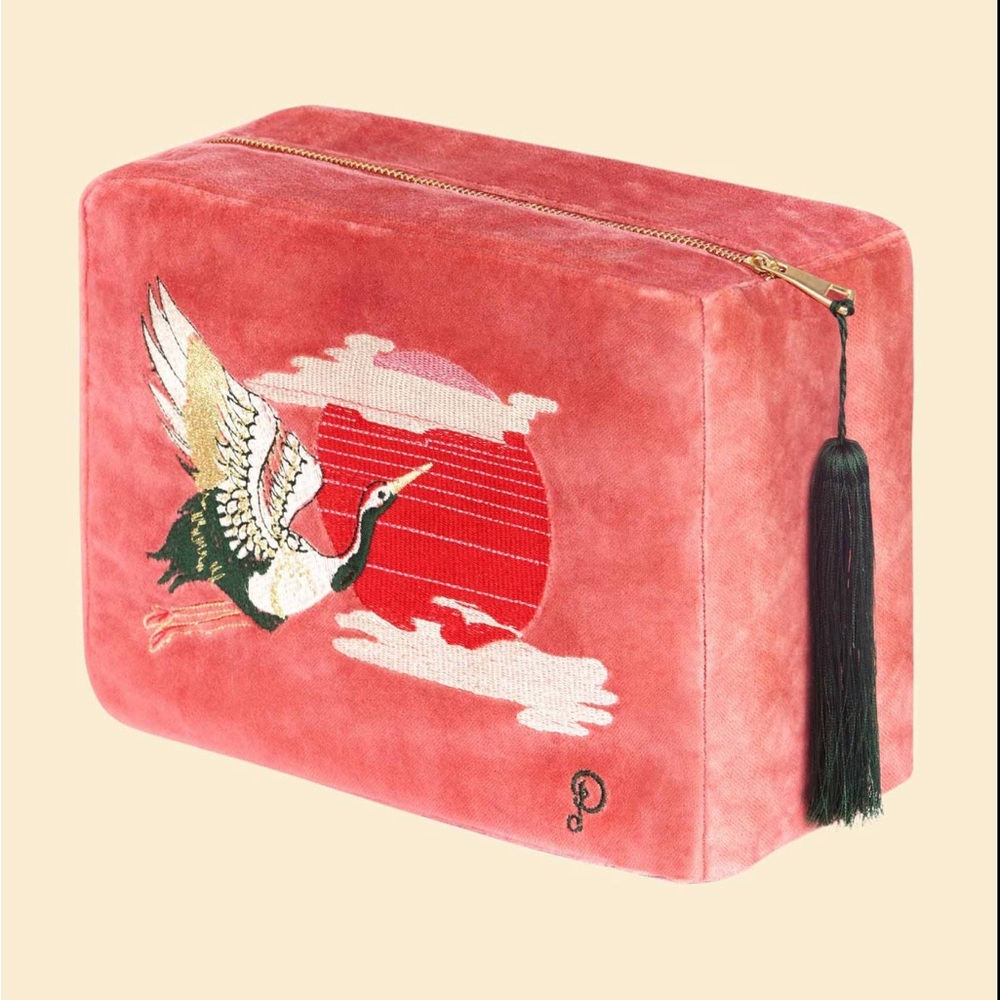 Powder Design UK Velvet Vanity Bag Crane Sunrise in Petal